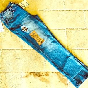 NWT Distressed Boyfriend & Sequin Embellished Jean